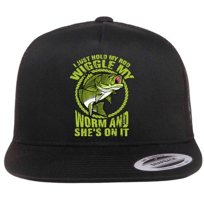 I Just Wiggle My Worm And She's On It Funny Fishing Flatbill Hat