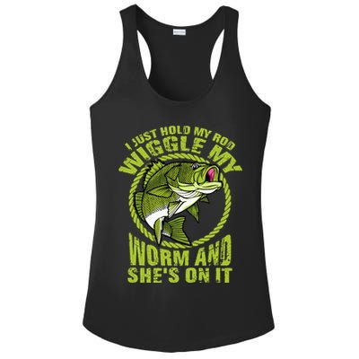 I Just Wiggle My Worm And She's On It Funny Fishing Ladies PosiCharge Competitor Racerback Tank