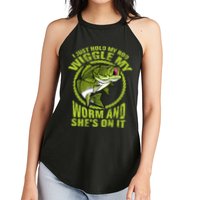 I Just Wiggle My Worm And She's On It Funny Fishing Women's Perfect Tri Rocker Tank