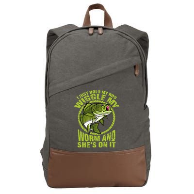 I Just Wiggle My Worm And She's On It Funny Fishing Cotton Canvas Backpack