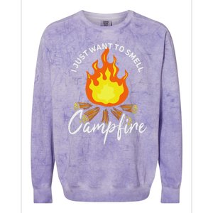 I Just Want To Smell Like A Campfire Gift Funny Camping Colorblast Crewneck Sweatshirt