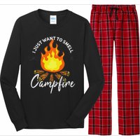 I Just Want To Smell Like A Campfire Gift Funny Camping Long Sleeve Pajama Set