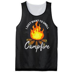 I Just Want To Smell Like A Campfire Gift Funny Camping Mesh Reversible Basketball Jersey Tank