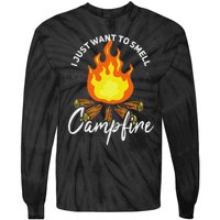 I Just Want To Smell Like A Campfire Gift Funny Camping Tie-Dye Long Sleeve Shirt