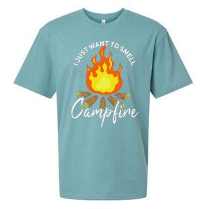 I Just Want To Smell Like A Campfire Gift Funny Camping Sueded Cloud Jersey T-Shirt