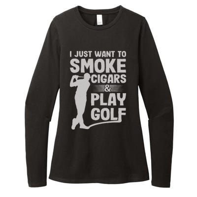 I Just Want to Smoke Cigars And Play Golf Funny Dad Womens CVC Long Sleeve Shirt