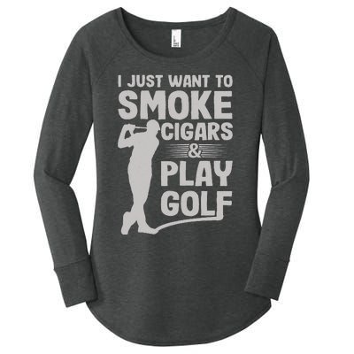 I Just Want to Smoke Cigars And Play Golf Funny Dad Women's Perfect Tri Tunic Long Sleeve Shirt