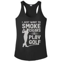 I Just Want to Smoke Cigars And Play Golf Funny Dad Ladies PosiCharge Competitor Racerback Tank