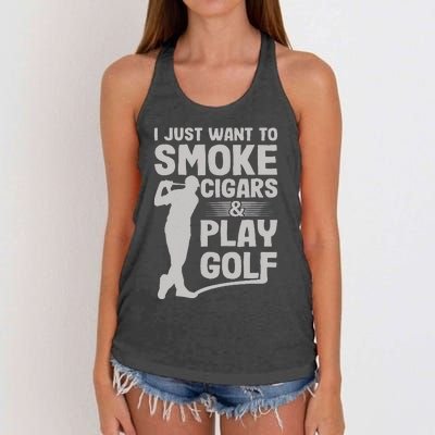 I Just Want to Smoke Cigars And Play Golf Funny Dad Women's Knotted Racerback Tank