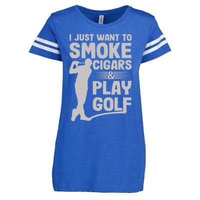 I Just Want to Smoke Cigars And Play Golf Funny Dad Enza Ladies Jersey Football T-Shirt