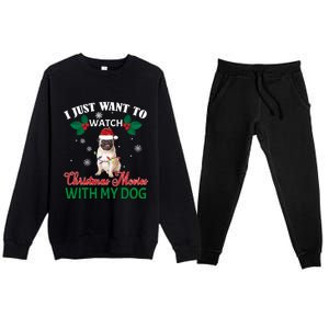 I Just Want To Watch Christmas Movies With My Pug Funny Gift Premium Crewneck Sweatsuit Set