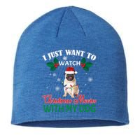 I Just Want To Watch Christmas Movies With My Pug Funny Gift Sustainable Beanie