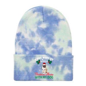 I Just Want To Watch Christmas Movies With My Pug Funny Gift Tie Dye 12in Knit Beanie