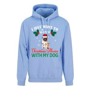 I Just Want To Watch Christmas Movies With My Pug Funny Gift Unisex Surf Hoodie