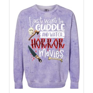 I Just Want To Cuddle And Watch Horror Movies Colorblast Crewneck Sweatshirt