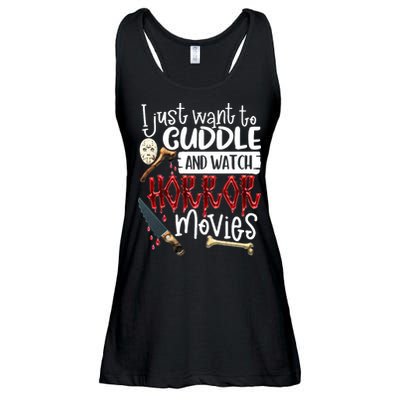 I Just Want To Cuddle And Watch Horror Movies Ladies Essential Flowy Tank