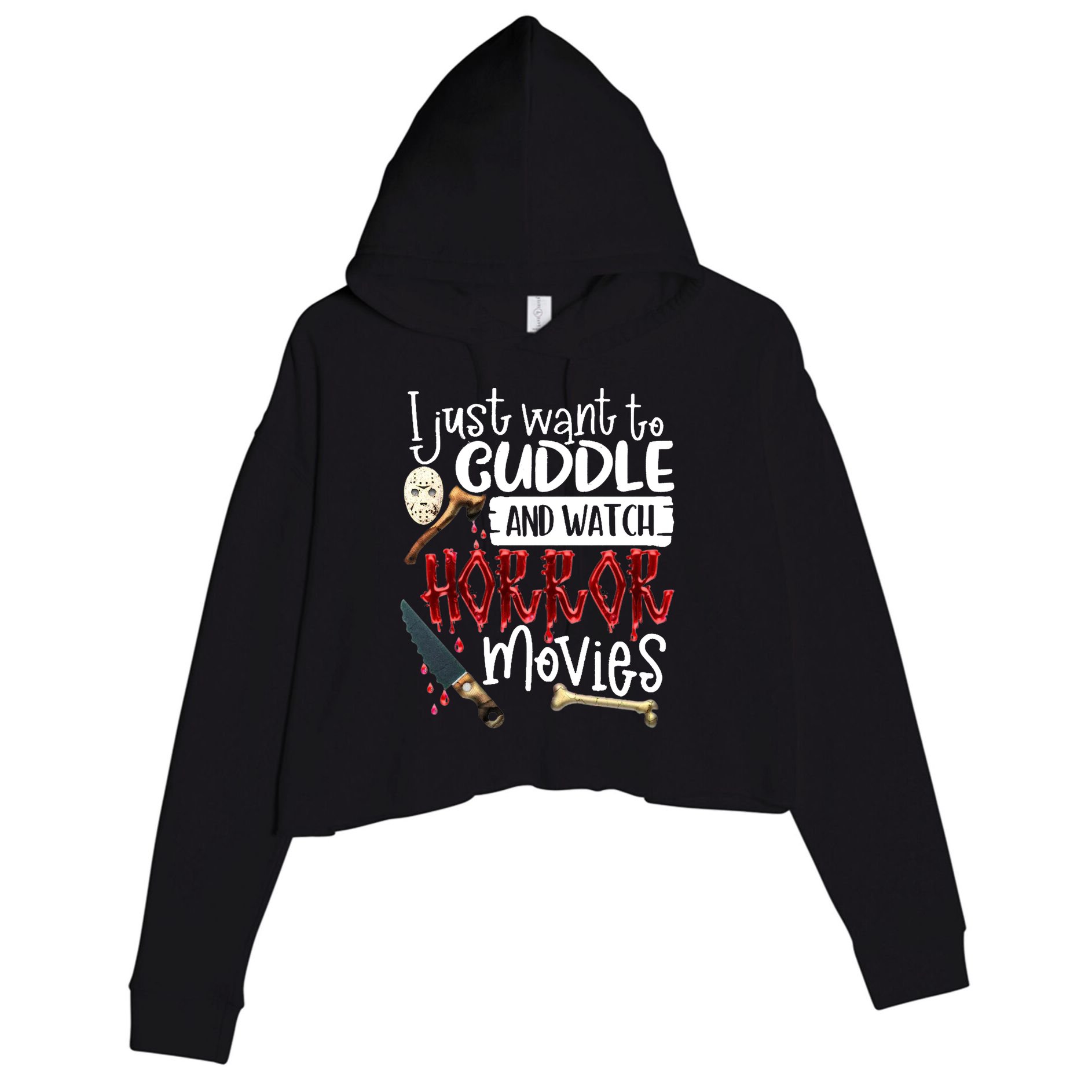 I Just Want To Cuddle And Watch Horror Movies Crop Fleece Hoodie