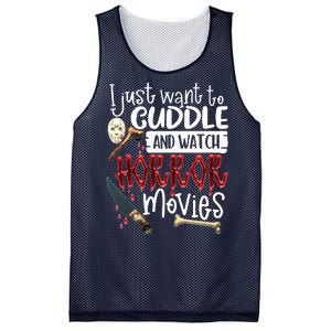 I Just Want To Cuddle And Watch Horror Movies Mesh Reversible Basketball Jersey Tank