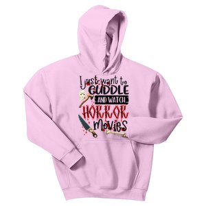 I Just Want To Cuddle And Watch Horror Movies Kids Hoodie