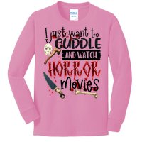 I Just Want To Cuddle And Watch Horror Movies Kids Long Sleeve Shirt