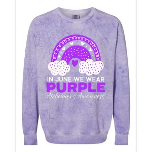 In June We Wear Purple Alzheimers Awareness Dementia Colorblast Crewneck Sweatshirt