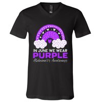 In June We Wear Purple Alzheimers Awareness Dementia V-Neck T-Shirt