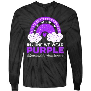 In June We Wear Purple Alzheimers Awareness Dementia Tie-Dye Long Sleeve Shirt