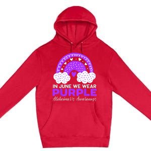 In June We Wear Purple Alzheimers Awareness Dementia Premium Pullover Hoodie