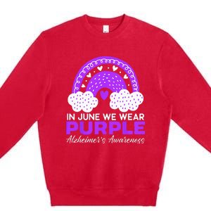 In June We Wear Purple Alzheimers Awareness Dementia Premium Crewneck Sweatshirt