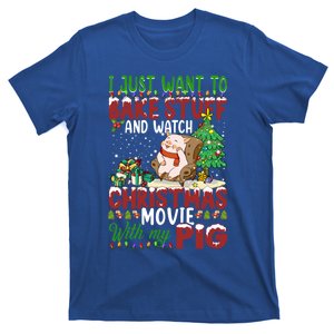 I Just Want To Bake Stuff Watch Xmas Movie With Pig Santa Gift T-Shirt