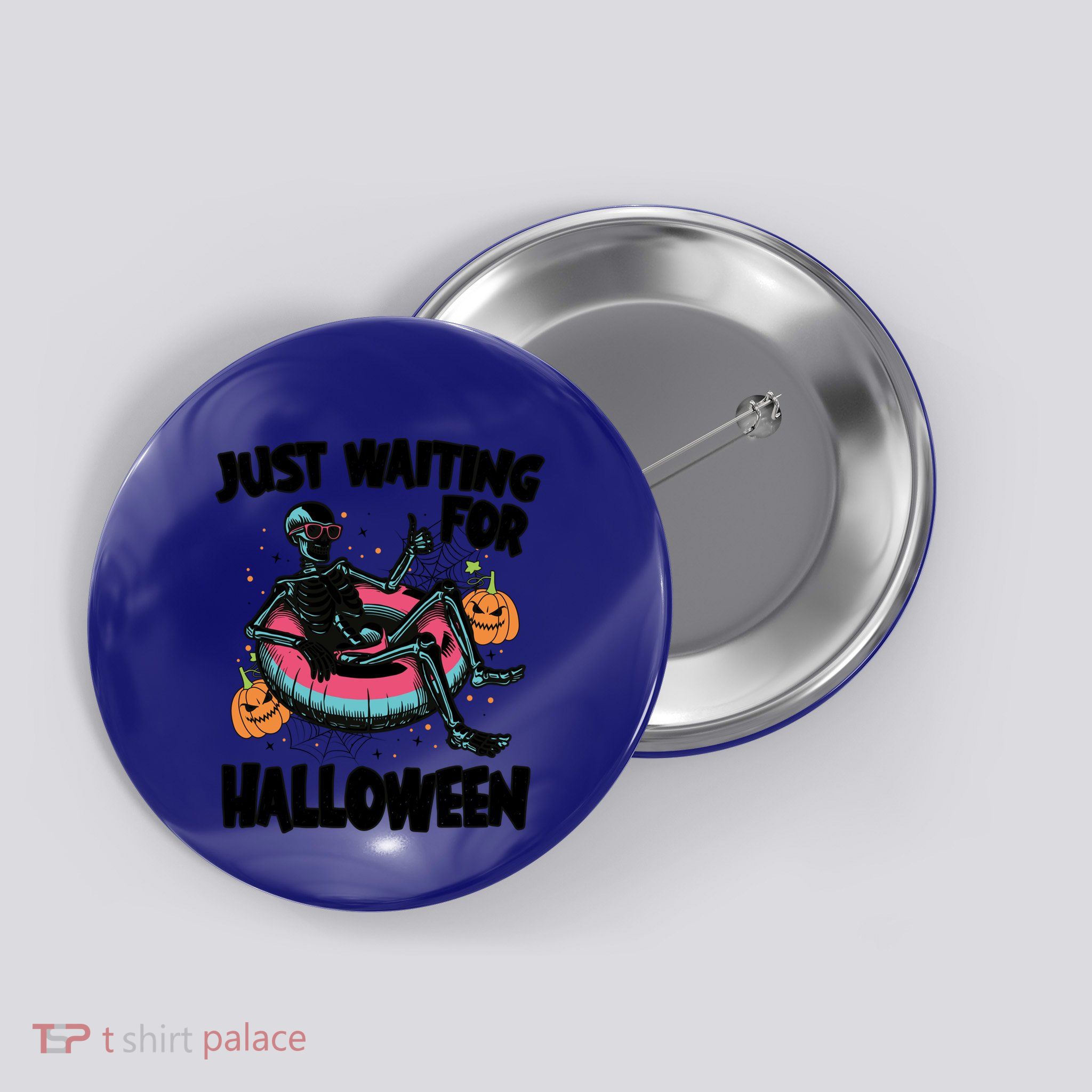 ILl Just Wait Quiet Halloween Teacher Skeleton Meme Tie Dye Gift Button
