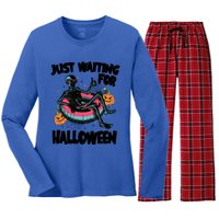 ILl Just Wait Quiet Halloween Teacher Skeleton Meme Tie Dye Gift Women's Long Sleeve Flannel Pajama Set 