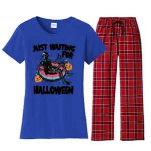 ILl Just Wait Quiet Halloween Teacher Skeleton Meme Tie Dye Gift Women's Flannel Pajama Set