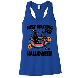 ILl Just Wait Quiet Halloween Teacher Skeleton Meme Tie Dye Gift Women's Racerback Tank