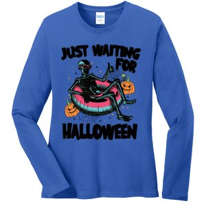 ILl Just Wait Quiet Halloween Teacher Skeleton Meme Tie Dye Gift Ladies Long Sleeve Shirt