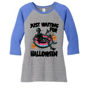 ILl Just Wait Quiet Halloween Teacher Skeleton Meme Tie Dye Gift Women's Tri-Blend 3/4-Sleeve Raglan Shirt