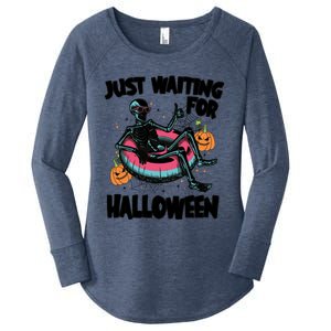 ILl Just Wait Quiet Halloween Teacher Skeleton Meme Tie Dye Gift Women's Perfect Tri Tunic Long Sleeve Shirt