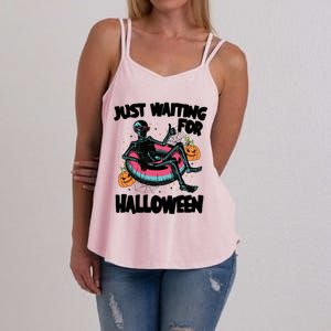 ILl Just Wait Quiet Halloween Teacher Skeleton Meme Tie Dye Gift Women's Strappy Tank