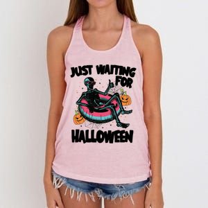 ILl Just Wait Quiet Halloween Teacher Skeleton Meme Tie Dye Gift Women's Knotted Racerback Tank