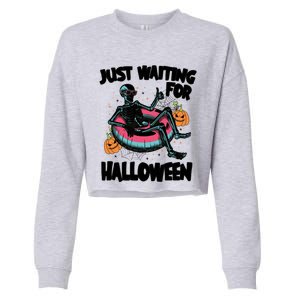 ILl Just Wait Quiet Halloween Teacher Skeleton Meme Tie Dye Gift Cropped Pullover Crew