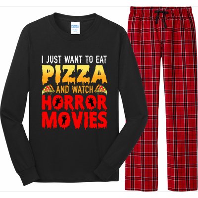 I Just Want To Eat Pizza And Watch Horror Movies Halloween Long Sleeve Pajama Set