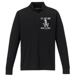 ILl Just Wait Until ItS Quiet Halloween Skeleton Teacher Cute Gift Performance Long Sleeve Polo