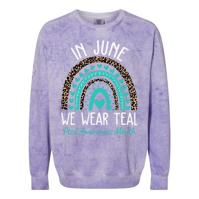 In June We Wear Teal PTSD Awareness Month Colorblast Crewneck Sweatshirt