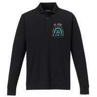 In June We Wear Teal PTSD Awareness Month Performance Long Sleeve Polo