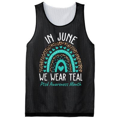 In June We Wear Teal PTSD Awareness Month Mesh Reversible Basketball Jersey Tank