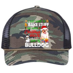 I Just Want To Bake Stuff And Christmas Movie With Bulldog Gift Retro Rope Trucker Hat Cap