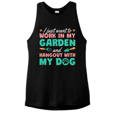 I Just Want To Work In My Garden And Hangout With My Dog Ladies PosiCharge Tri-Blend Wicking Tank