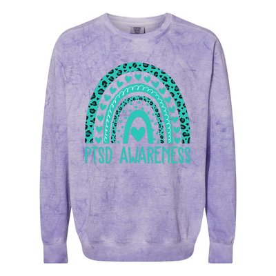 In June We Wear Teal PTSD Awareness Month Colorblast Crewneck Sweatshirt