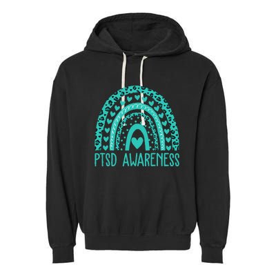 In June We Wear Teal PTSD Awareness Month Garment-Dyed Fleece Hoodie