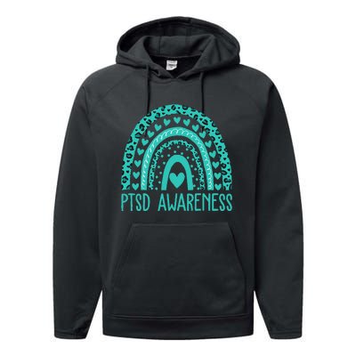 In June We Wear Teal PTSD Awareness Month Performance Fleece Hoodie